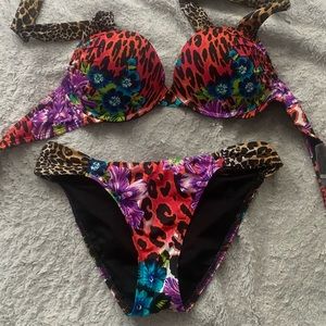victoria’s secret red cheetah bikini set